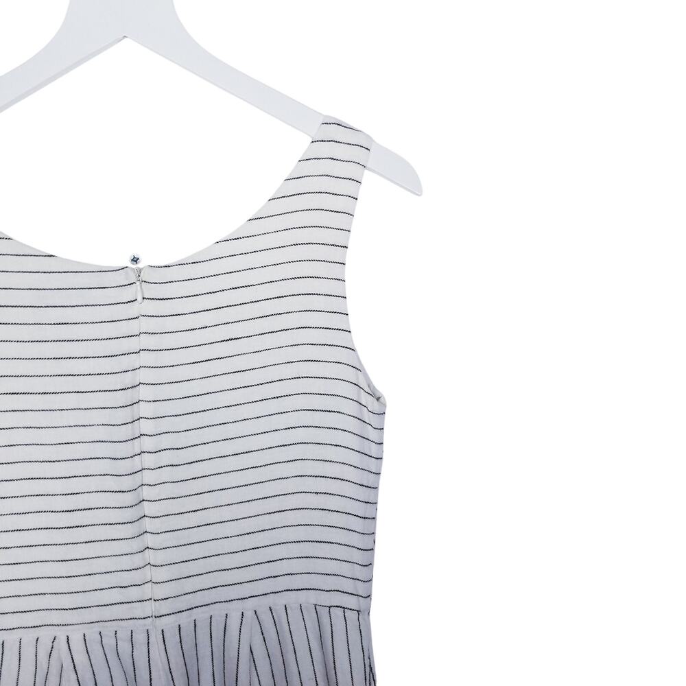 RACHEL ZOE Linen White Striped V-Neck Wide-Leg Jumpsuit - Size 4 - Picture 4 of 7